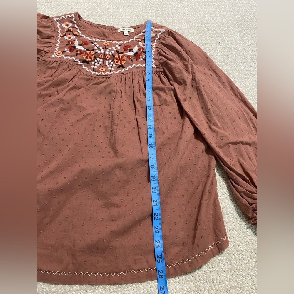 Max Studio Rust Embroidered Blouse - Picture 9 of 11